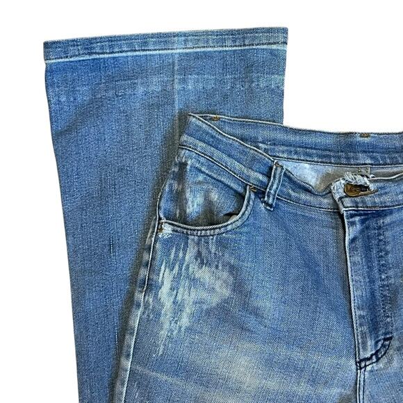 Lee Women’s Sz 27 Vintage 70s Bell Bottom Jeans Cotton USA Made Faded Thrashed - Picture 4 of 16